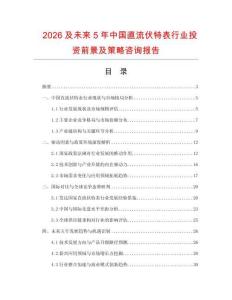2026及未來5年中國直流伏特表行業(yè)投資前景及策略咨詢報告