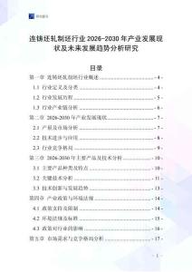 連鑄坯軋制坯行業(yè)2026-2030年產(chǎn)業(yè)發(fā)展現(xiàn)狀及未來發(fā)展趨勢分析研究