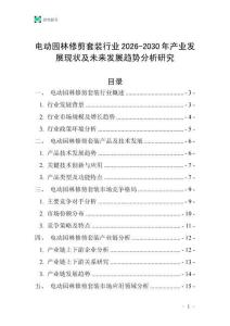 電動園林修剪套裝行業(yè)2026-2030年產(chǎn)業(yè)發(fā)展現(xiàn)狀及未來發(fā)展趨勢分析研究