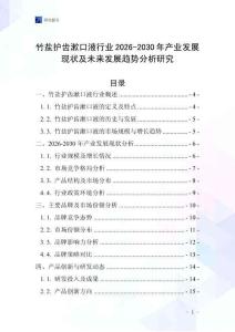 竹鹽護(hù)齒漱口液行業(yè)2026-2030年產(chǎn)業(yè)發(fā)展現(xiàn)狀及未來發(fā)展趨勢分析研究