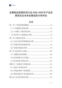 金屬制品質(zhì)量檢測(cè)行業(yè)2026-2030年產(chǎn)業(yè)發(fā)展現(xiàn)狀及未來(lái)發(fā)展趨勢(shì)分析研究