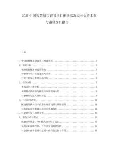 2025中國智慧城市建設(shè)項目推進(jìn)狀況及社會資本參與路徑分析報告