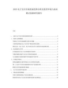 2025電子支付市場發(fā)展趨勢分析及監(jiān)管環(huán)境與商業(yè)模式創(chuàng)新研究報告
