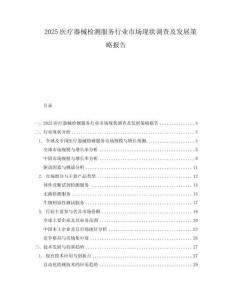 2025醫(yī)療器械檢測(cè)服務(wù)行業(yè)市場(chǎng)現(xiàn)狀調(diào)查及發(fā)展策略報(bào)告