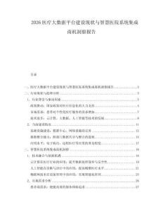 2026醫(yī)療大數(shù)據(jù)平臺建設(shè)現(xiàn)狀與智慧醫(yī)院系統(tǒng)集成商機洞察報告