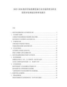 2025-2030海洋浮標監(jiān)測設(shè)備行業(yè)市場供需分析及投資評估規(guī)劃分析研究報告