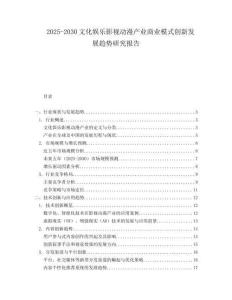 2025-2030文化娛樂影視動漫產(chǎn)業(yè)商業(yè)模式創(chuàng)新發(fā)展趨勢研究報告