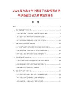 2026及未來5年中國液下式砂漿泵市場現狀數據分析及前景預測報告