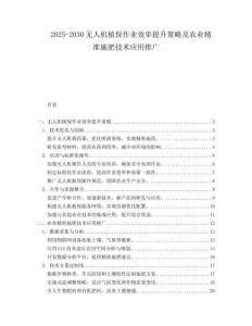 2025-2030無人機(jī)植保作業(yè)效率提升策略及農(nóng)業(yè)精準(zhǔn)施肥技術(shù)應(yīng)用推廣