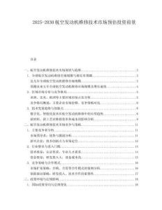 2025-2030航空發(fā)動(dòng)機(jī)維修技術(shù)市場(chǎng)預(yù)估投資前景