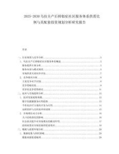 2025-2030烏拉圭產(chǎn)后抑郁癥社區(qū)服務(wù)體系供需比例與其配套投資規(guī)劃分析研究報(bào)告