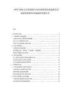 2025-2030文字處理機(jī)行業(yè)市場供需發(fā)展趨勢及企業(yè)投資發(fā)展布局規(guī)劃研究報告書