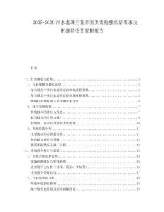 2025-2030污水處理行業(yè)市場(chǎng)供需動(dòng)態(tài)供給需求技術(shù)趨勢(shì)投資規(guī)劃報(bào)告