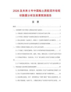 2026及未來5年中國粘土質膠泥市場現狀數據分析及前景預測報告