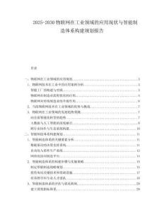 2025-2030物聯(lián)網(wǎng)在工業(yè)領域的應用現(xiàn)狀與智能制造體系構建規(guī)劃報告