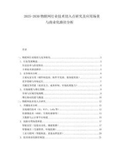 2025-2030物聯(lián)網(wǎng)行業(yè)技術(shù)切入點(diǎn)研究及應(yīng)用場景與商業(yè)化路徑分析