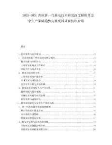 2025-2030西歐新一代核電技術(shù)研發(fā)深度解析及安全生產(chǎn)策略趨勢(shì)與核廢料處理機(jī)制來講