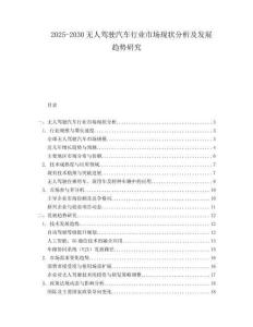 2025-2030無人駕駛汽車行業(yè)市場現(xiàn)狀分析及發(fā)展趨勢研究