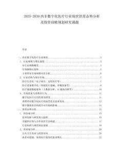 2025-2030西非數(shù)字化醫(yī)療行業(yè)現(xiàn)狀供需態(tài)勢分析及投資前瞻規(guī)劃研究課題