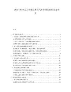 2025-2030無人駕駛技術(shù)在汽車行業(yè)的應(yīng)用前景研究