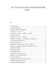2025-2030西北電力設(shè)備行業(yè)規(guī)劃趨勢市場機(jī)遇增長判斷