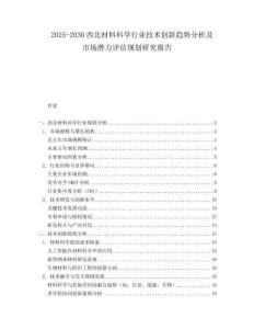 2025-2030西北材料科學(xué)行業(yè)技術(shù)創(chuàng)新趨勢分析及市場潛力評估規(guī)劃研究報告