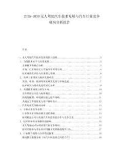 2025-2030無(wú)人駕駛汽車技術(shù)發(fā)展與汽車行業(yè)競(jìng)爭(zhēng)格局分析報(bào)告