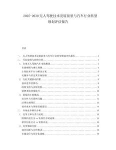 2025-2030無人駕駛技術發(fā)展前景與汽車行業(yè)轉型規(guī)劃評估報告