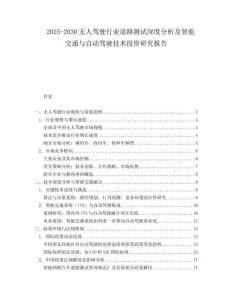 2025-2030無人駕駛行業(yè)道路測試深度分析及智能交通與自動駕駛技術(shù)投資研究報告