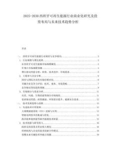 2025-2030西班牙可再生能源行業(yè)商業(yè)化研究及投資布局與未來技術(shù)趨勢分析