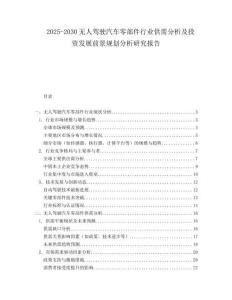 2025-2030無人駕駛汽車零部件行業(yè)供需分析及投資發(fā)展前景規(guī)劃分析研究報(bào)告