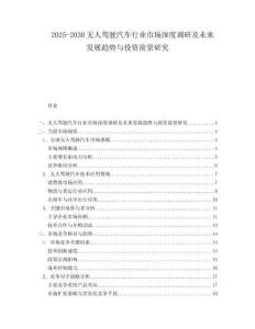 2025-2030無人駕駛汽車行業(yè)市場深度調(diào)研及未來發(fā)展趨勢與投資前景研究