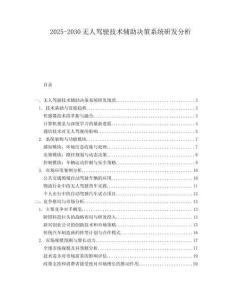2025-2030無人駕駛技術(shù)輔助決策系統(tǒng)研發(fā)分析