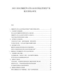 2025-2030西藏老爺山登山運(yùn)動市場運(yùn)營規(guī)范產(chǎn)業(yè)鏈全景展示研究