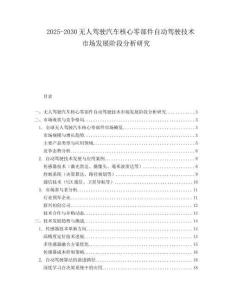 2025-2030無人駕駛汽車核心零部件自動駕駛技術市場發(fā)展階段分析研究