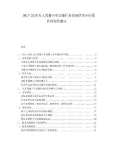 2025-2030無人駕駛卡車運輸行業(yè)市場供需分析投資規(guī)劃發(fā)建議
