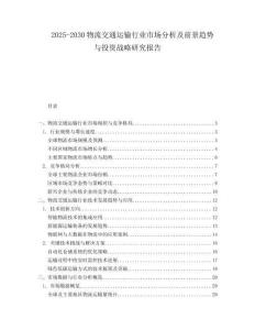 2025-2030物流交通運輸行業(yè)市場分析及前景趨勢與投資戰(zhàn)略研究報告
