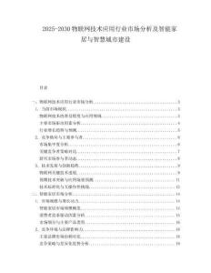 2025-2030物聯(lián)網(wǎng)技術(shù)應(yīng)用行業(yè)市場(chǎng)分析及智能家居與智慧城市建設(shè)