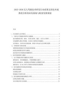 2025-2030無(wú)人駕駛技術(shù)研發(fā)行業(yè)政策支持技術(shù)成熟度分析商業(yè)化落地與配套發(fā)展規(guī)劃