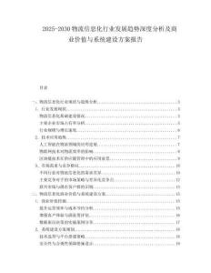 2025-2030物流信息化行業(yè)發(fā)展趨勢深度分析及商業(yè)價值與系統(tǒng)建設方案報告