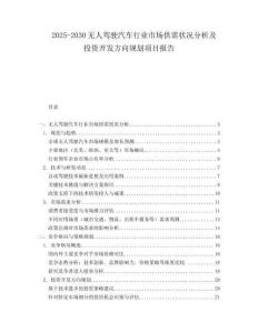 2025-2030無(wú)人駕駛汽車行業(yè)市場(chǎng)供需狀況分析及投資開(kāi)發(fā)方向規(guī)劃項(xiàng)目報(bào)告