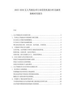 2025-2030無人駕駛技術(shù)行業(yè)投資機(jī)遇分析及融資策略研究報告