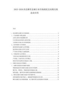 2025-2030西北稀有金屬行業(yè)市場(chǎng)現(xiàn)狀及高精尖制造業(yè)應(yīng)用