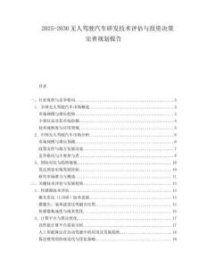 2025-2030無人駕駛汽車研發(fā)技術(shù)評估與投資決策完善規(guī)劃報告