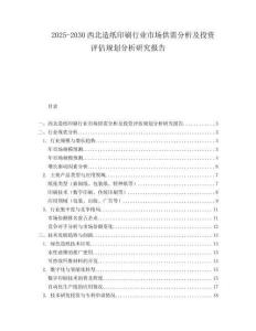 2025-2030西北造紙印刷行業(yè)市場供需分析及投資評估規(guī)劃分析研究報告