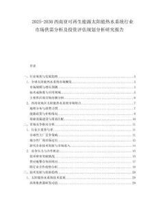 2025-2030西南亞可再生能源太陽能熱水系統(tǒng)行業(yè)市場供需分析及投資評估規(guī)劃分析研究報告
