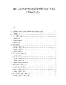 2025-2030西北生物醫(yī)藥領(lǐng)域投融資現(xiàn)狀與優(yōu)質(zhì)項(xiàng)目挖掘評估報(bào)告