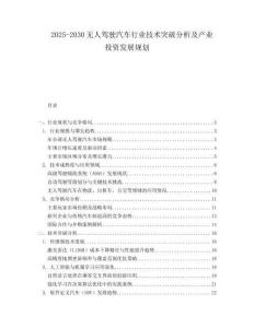 2025-2030無人駕駛汽車行業(yè)技術(shù)突破分析及產(chǎn)業(yè)投資發(fā)展規(guī)劃
