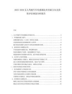 2025-2030無(wú)人駕駛汽車傳感器技術(shù)突破方向及投資評(píng)估規(guī)劃分析報(bào)告
