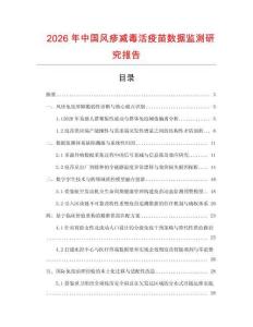 2026年中國風疹減毒活疫苗數據監測研究報告